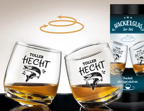 Gilde Wackelglas Toller Hecht 2erSet 46904 Wackelgläser Männergeschenk