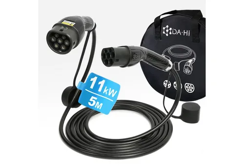 EV Ladekabel Typ 2 11KW 16A, 5m - Schwarz - KFZ-Ladekabel, 3-phasig mit IP54 Schutz gegen Wind und Regen, ideal für schnelles und sicheres Laden aller Typ 2 Elektroautos.