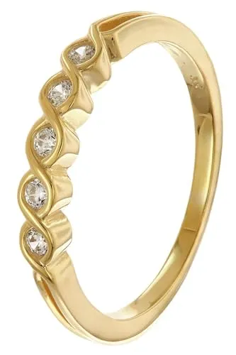 trendor Damenring Gold 333/8K mit Zirkonias wunderschönes Schmuckstück für Frauen, edle Geschenkidee und tolles Accessoire, 68395-54 Ringgröße 54/17,2