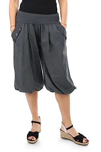 Malito Damen Caprihose - Bequeme Pumphose aus Baumwolle für den Sommer - Damen-Hosen: Leichte, stylische Caprihose mit elastischem Rippbund für perfekten Tragekomfort, ideal für Freizeitaktivitäten an warmen Tagen.