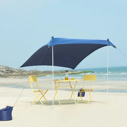 pro.tec Strandzelt Bernheze - Sonnensegel mit UV-Schutz - Sonnenschutz für Strand und Garten, bietet großzügigen Schatten und optimalen UV-Schutz dank hochwertigem Lycra-Gewebe. Inklusive 2 stabilen Alu-Stangen und 4 befüllbaren Sandtaschen für sicheren Stand.