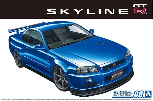 Nissan Skyline GT-R BNR34 V-spec II 1:24 Model Kit Bausatz Aoshima 058589 2002