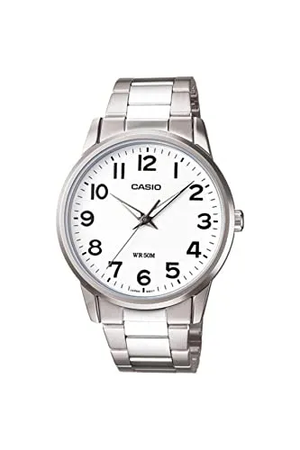 Casio MTP-1303D-7BVDF Herren Uhr - Elegante Armbanduhr mit weißem Zifferblatt und silbernem Armband, spritzwassergeschützt (WR50) und hautverträglich dank antiallergischer Beschichtung. Perfekt für jeden Anlass!