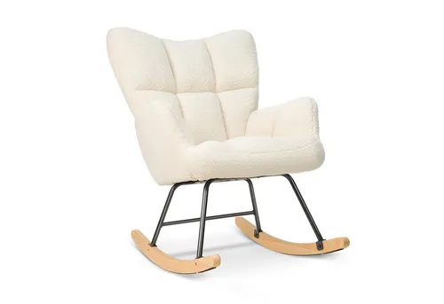 Hawthyhome Gepolsterter Schaukelstuhl – Relaxsessel in Beige für Wohnzimmer und Schlafzimmer