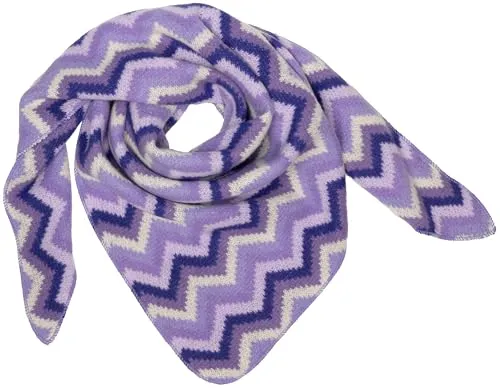 Caspar SC527 warmer Damen Dreieckschal mehrfarbig mit Zick-Zack Muster, Farbe:lila, Mode Größe:One Size