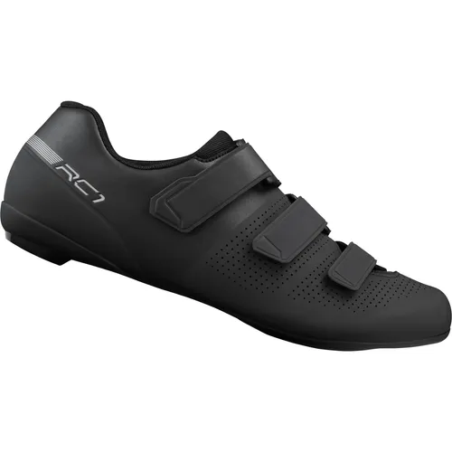 Shimano RC102 Rennradschuhe in Schwarz (L01) 39 - Rennradschuhe für Herren & Unisex, ideal für den Einstieg ins Rennradfahren mit drei stabilen Klettverschlüssen für sicheren Sitz und nachhaltigem Design aus 33 % Recyclingmaterial.