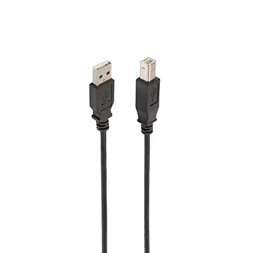 Ewent EC1006 Kabel USB 2.0 Typ A/männlich zu B/Männlich, doppelt geschirmt AWG 28 in Kupfer, Rata-Übertragungsrate bis 480 Mbit, Schwarz 5.00 m schwarz