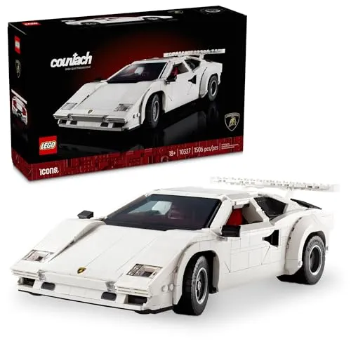 LEGO Icons Lamborghini Countach 5000 Quattrovalvole – Detailliertes Modellauto-Bauset für Erwachsene - Bauspielzeugset für Erwachsene mit 1506 Teilen, beeindruckendem V12-Motor und funktionalen Scherentüren – ideal für Automodell-Fans und Sammler.
