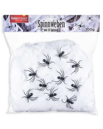 feiermeier Dekoobjekt Halloween Dekoration '100g Spinnweben und 10 Spinn