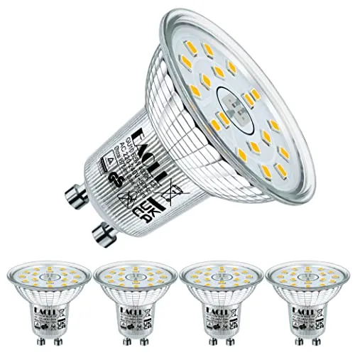 EACLL GU10 LED Neutralweiss 6.5W Ersetzt 95W Halogen Leuchtmittel, 4er-Pack. 715 Lumen Birnen, AC 230V Flimmerfrei Strahler, 4000K Abstrahlwinkel 120 ° Spot, Nicht Dimmbar Kürzer Reflektorlampe