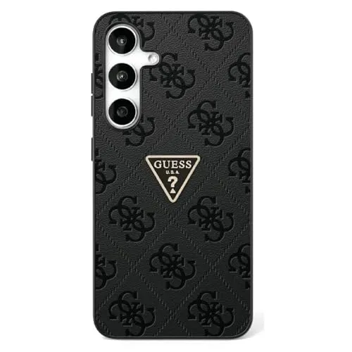 Guess Hot Stamp 4G Triangle Metal Logo Hülle für Samsung Galaxy S25 - Standard Handyhüllen mit einzigartigem Hot Stamp Design und hohem Schutz durch Öko-Leder, TPU und PC - ein stilvolles Markenprodukt von Guess.