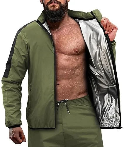RDX Schwitzanzug zum Abnehmen – Fitnessanzug für Männer und Frauen - Hochwertiger Saunaanzug aus Nylon und PU, ideal für effektives Training. Mit verstellbaren Bändern, durchgehendem Reißverschluss und praktischen Taschen – perfekt für MMA, Boxen und Fitness.