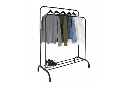 relaxdays Kleiderständer 2 Stangen und Ablage, schwarz in schwarz von Relaxdays