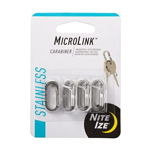 Nite Ize MicroLink Karabiner, Edelstahl, 4 Stück, Rostfrei in silber von Nite Ize