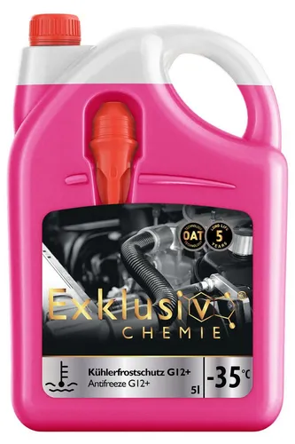 Exklusiv Chemie Kühlerfrostschutz G12+ 5L - Kühlflüssigkeit für Autos, LKWs und Busse, schützt bis -35°C vor Korrosion und Frost, gebrauchsfertig ohne Wasserzusatz, ideal für ganzjährige Anwendung.
