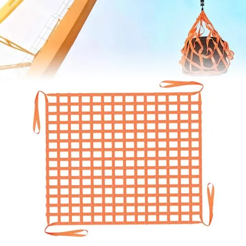FuxFuis Hebenetz 1 x 1m Frachtnetz, 10 * 10cm Rastergröße Hebe-Hebenetz Hohe Tragfähigkeit Ladungssicherungsnetz Hängendes Netz Verschleißfest Gurtbandnetz Polyester Hebenetze zum Be- und Entladen