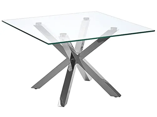 Couchtisch Glas Silber quadratisch 70 x 70 cm STARLIGHT von Beliani