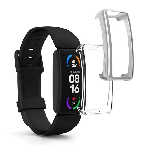 kwmobile 2X Silikon Hülle für Fitbit Inspire 3 / Inspire 2 / Ace 3 Schutzhülle - Fullbody Display Cover Set aus Silikon - Transparent Silber