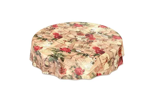 ANRO Tischdecke Tischdecke Wachstuch Blumen Braun Robust Wasserabweisend Breite 140, Glatt