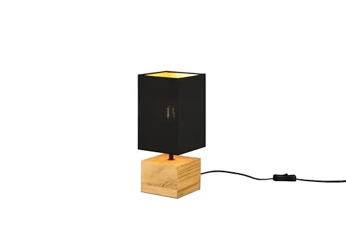lightling Tischlampe Walter, mit Schnurschalter, IP20 Indoor, exkl. 1 x E14 max. 40W, Höhe 30 cm, Breite 12 cm, Naturholz, schwarz-gold