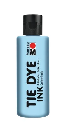 Marabu TIE DYE INK Batikfarbe in Pastellblau, 80 ml Farbe auf Wasserbasis, vegan, strahlende Stofffarbe für helle Textilien bis 20% Kunstfaseranteil, 17300004256