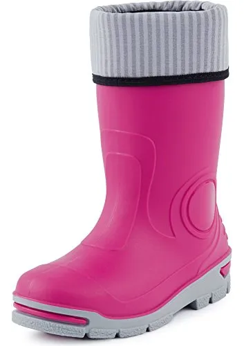 Ladeheid Kinder Mädchen Jungen Gummistiefel Regenschuhe mit Warme Socke LARB013 (Rosa, 25 26 EU)