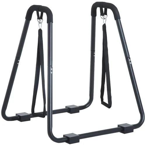 HOMCOM Dipstation mit Schlingentrainer - Dip-Station aus robustem Stahl für effektives Bizeps-, Trizeps- und Bauchtraining. Ideal für Zuhause und Büro, max. Belastbarkeit 120 kg, mit gepolsterten Handläufen für Komfort.