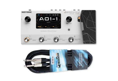 Hotone Ampero II E-Gitarren Effektgerät mit Kabel - Vielseitiges Effektgerät für E-Gitarren mit hochwertiger Klangqualität. Inklusive Netzteil und Klinkenkabel, ideal für kreative Musikproduktionen.