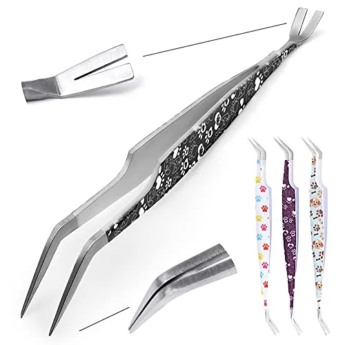 Helperfect Premium 2in1 Edelstahl Zeckenzange für Hunde und Katzen