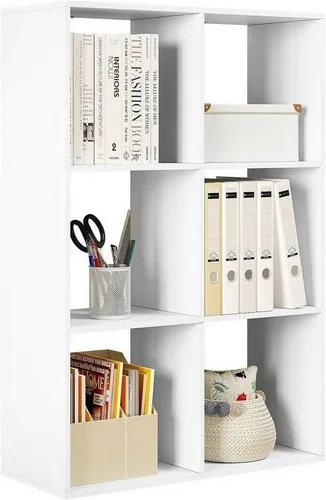 WOLTU Bücherregal mit 3 Ebenen und 6 Fächern - Vielseitiges Bücherregal aus robustem Holzwerkstoff, ideal für Wohnzimmer, Schlafzimmer oder Büro. Mit Anti-Kipp-Vorrichtung für zusätzliche Sicherheit und pflegeleichter Oberfläche.