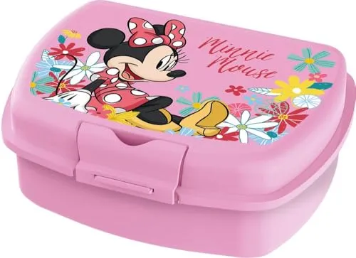 Tataway Disney Pink Minnie Sandwichbox aus Kunststoff für Mädchen, praktisch, um einen Snack außerhalb des Hauses mitzunehmen