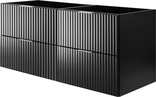 Waschtischunterschrank, Mattweiß, 120 (2 x 60) x 57 x 46 cm, silberner Griff, ohne Arbeitsplatte