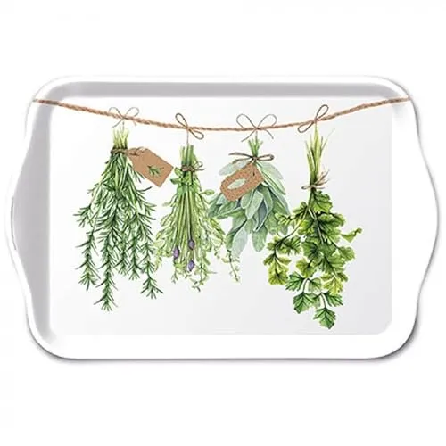 Ambiente Tablett Tray 13x21 cm Kräuter Küche Fresh herb Dekotablett Landhaus