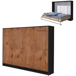 QMM TraumMöbel Schrankbett, Braun, Schwarz, Holzwerkstoff, 140x200 cm, Schlafzimmer, Betten, Klappbetten