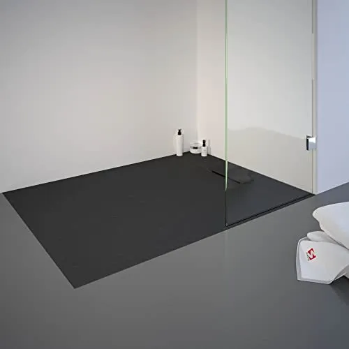 Schulte Duschwanne DWM-Tec mit Steinstruktur Anthrazit 90x120 cm, Mineralwerkstoff, Oberfläche aus Steinstruktur, barrierefrei, extraflach, geringes Eigengewicht