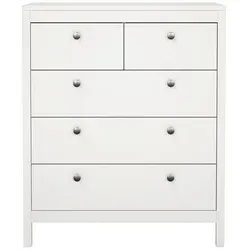 Home affaire Kommode Madrid, 5 Schubladen für optimalen Stauraum - Schubladenkommode im modernen Landhausstil mit 5 Schubladen für Ordnung und vielseitige Aufbewahrung von Kleidung und Wohnaccessoires.
