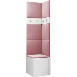 Mirjan24 Garderoben-Set in Weiß und Rosa - Stylisches Garderoben-Set aus Holzwerkstoff, ideal für die praktische Aufbewahrung von Kleidung. Inklusive gepolstertem Wandpaneel und Kleiderhaken – perfekt für jeden Eingangsbereich.