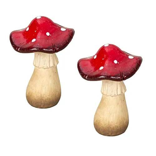 Geschenkestadl 2 Stück Fliegenpilz Figuren H 20 cm Pilz Dekofigur Garten Herbst Deko