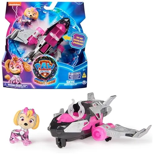 Paw Patrol The Movie 2 Figurensatz Skye mit rosa Jet Fahrzeug - Action- & Spielfiguren, inklusive Sound und Licht, ideal für kleine PAW Patrol-Fans, die Abenteuer lieben!