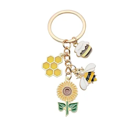 Benust Schlüsselanhänger Damen Sonnenblume Bienen Geschenke für Frauen Teenager Mädchen - Taschen Anhänger Schlüsselanhänger Süß Bag Charms