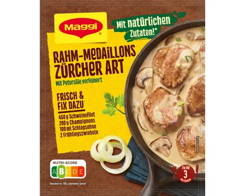 MAGGI Saucen, Maggi Fix für Rahm Medaillons Zürcher Art mit Petersilie 37g