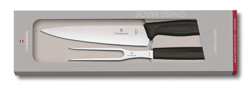 VICTORINOX Tranchier Set SWISS CLASSIC 6.7133.2G - Hochwertiges Tranchiermesser-Set in Schwarz, ideal für präzises Schneiden und Tranchieren in der Küche. Robuste Qualität für den täglichen Einsatz.