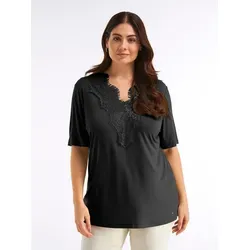 Sheego T-Shirt Halbarmshirt Kurzarm schwarz 52/54 EU