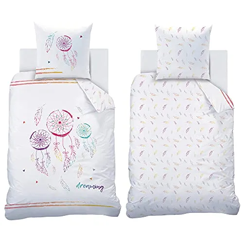 Matt & Rose Kinder-Bettwäsche Traumfänger Dreaming 135 x 200 cm - Bettwaren-Set für Kinder aus 100% Baumwolle in Linon-Qualität, mit hochwertigem Reißverschluss für langlebigen Komfort und einem traumhaften Design, das Kinder zum Träumen einlädt.