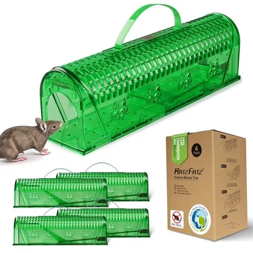 RatzFatz Premium Mausefalle Lebend - Tierfreundliche Wiederverwendbare Falle - Haustierabwehr & Wildtierabwehr, umweltfreundlich und sicher für Tiere und Menschen, ideal für drinnen und draußen, mit hochsensibler Anti-Flucht-Technologie.