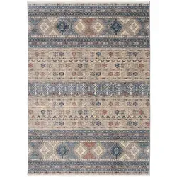 OCI DIE TEPPICHMARKE Teppich GRAND FASHION IKARUS - Rechteckiger Teppich in Vintage Optik, ideal für Wohnzimmer, mit feinen Fransen und pflegeleichtem Polyester, Größe: 65 cm x 130 cm, Höhe: 5 mm.