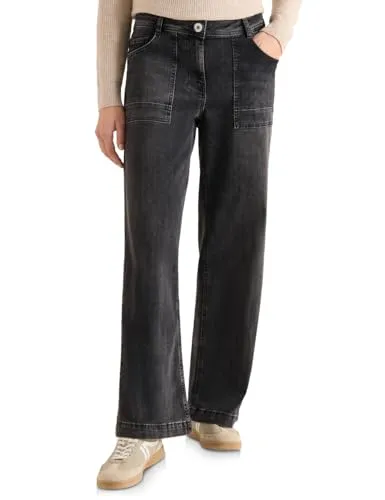 Cecil Wide Leg Jeans Dark Grey Washed 32