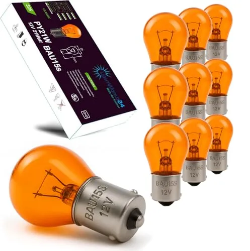 LIGHTWORLD24 10 x PY21W Blinkerlampe Blinkerbirne 12V orange gelbe Kugel Lampe BAU15s Auto Lampe S25 21W Birne Blinker Glühbirne
