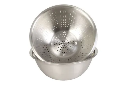 BURI Schüssel Edelstahl-Schüssel mit Sieb 2er-Set 22cm Rührschüssel Durchschlag, Edelstahl