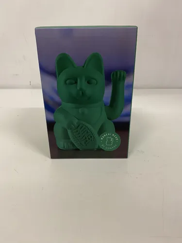 Lucky Cat Maneki Neko, Winkekatze, Glücksbringer, Emerald, 15 cm